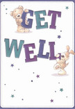 Radiating warmth and joy, this get well card is a perfect expression of kindness in Barbican's dynamic heart. The illustration springs to life with two adorable friends-a snuggly bear and a bubbly puppy-each lovingly holding and balancing the outsized, colourful 'Get Well' message. Bold letter shapes in indigo and teal glow against a creamy white field, their playful scale echoing the grand designs found around Barbican's iconic Centre. Star-shaped flourishes in cobalt and violet cascade across the card, catching the eye and symbolising hope. The fur of the bear and puppy appears irresistibly soft, conjuring feelings of nurturing comfort akin to a freshly delivered bouquet from Flowers Barbican. You can almost sense the card's gentle, uplifting embrace-a heartfelt companion to any thoughtful recovery gift or delivery. This charming design goes beyond mere words, offering a tactile sense of support and a friendly connection, imbued with the same care and optimism found all along the walkways and gardens of Barbican.